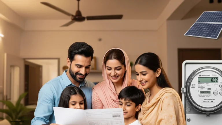 A Happy Pakistani family after reading the blog on how to reduce electricity bill? checking the reduced electricity bill at home