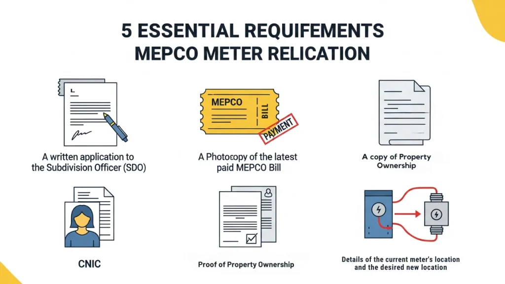 Required documents for MEPCO meter relocation