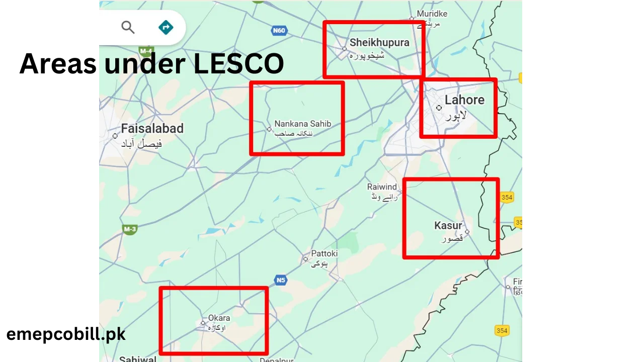 Lesco bill 5 Areas Under LESCO